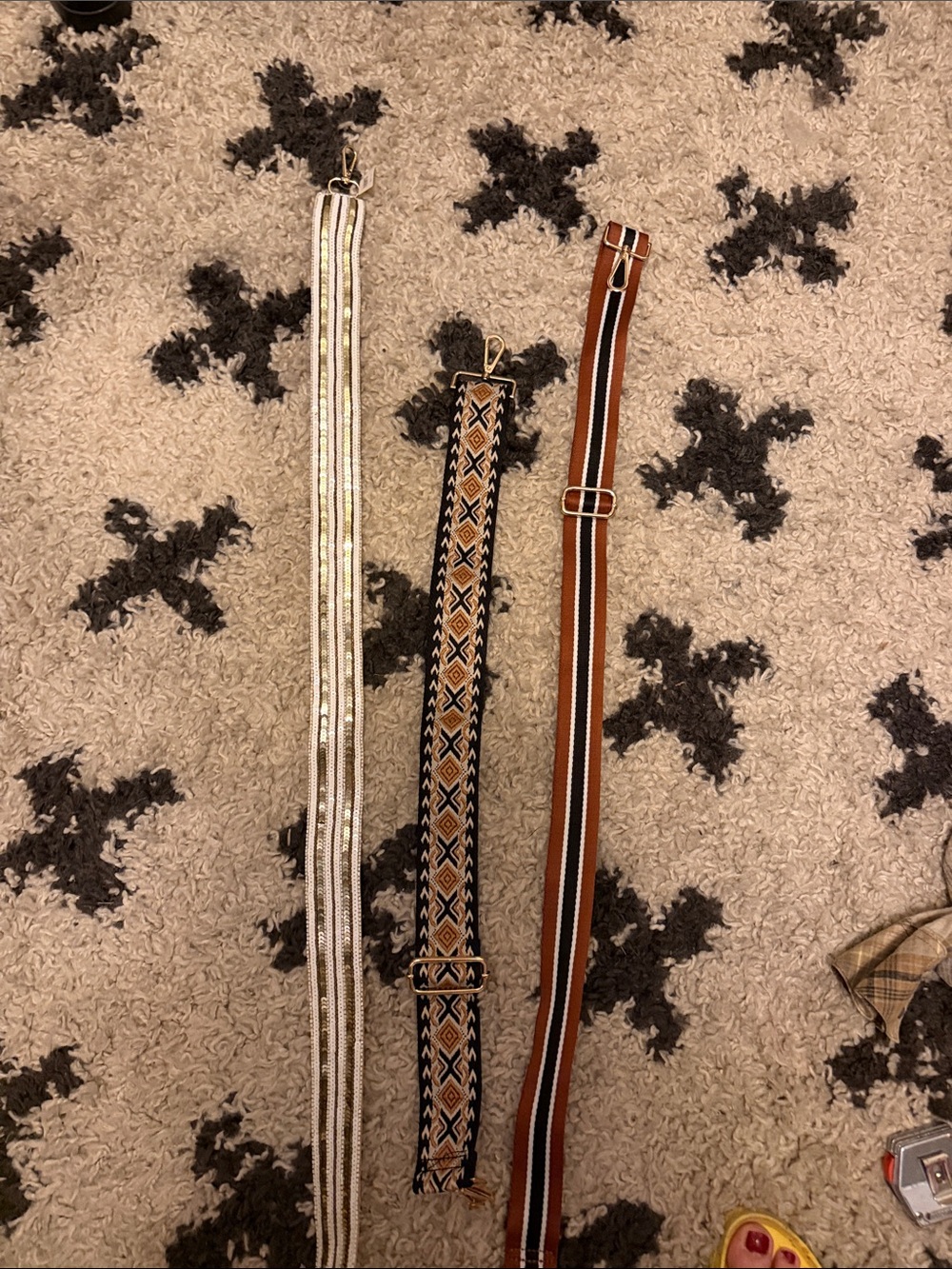 3 Bag Straps | White, Black & Brown